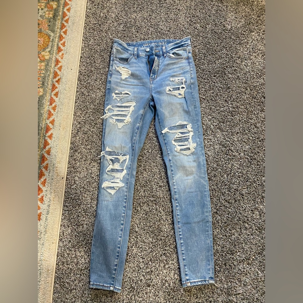 AE Super High Rise Destroyed Jeggings